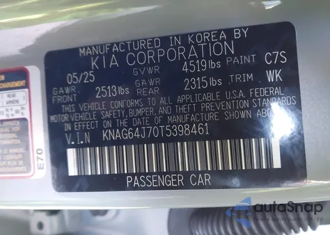 2026 Kia K5 Gt-Line Awd z USA, uszkodzony, nr VIN KNAG64J70T5398461